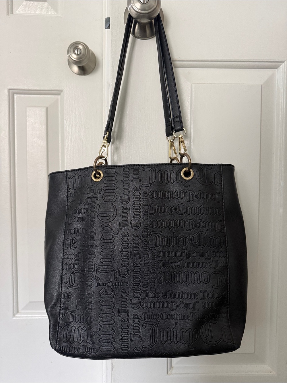 Juicy Couture Black Embossed Logo Tote with Gold Hardware - Picture 2 of 4